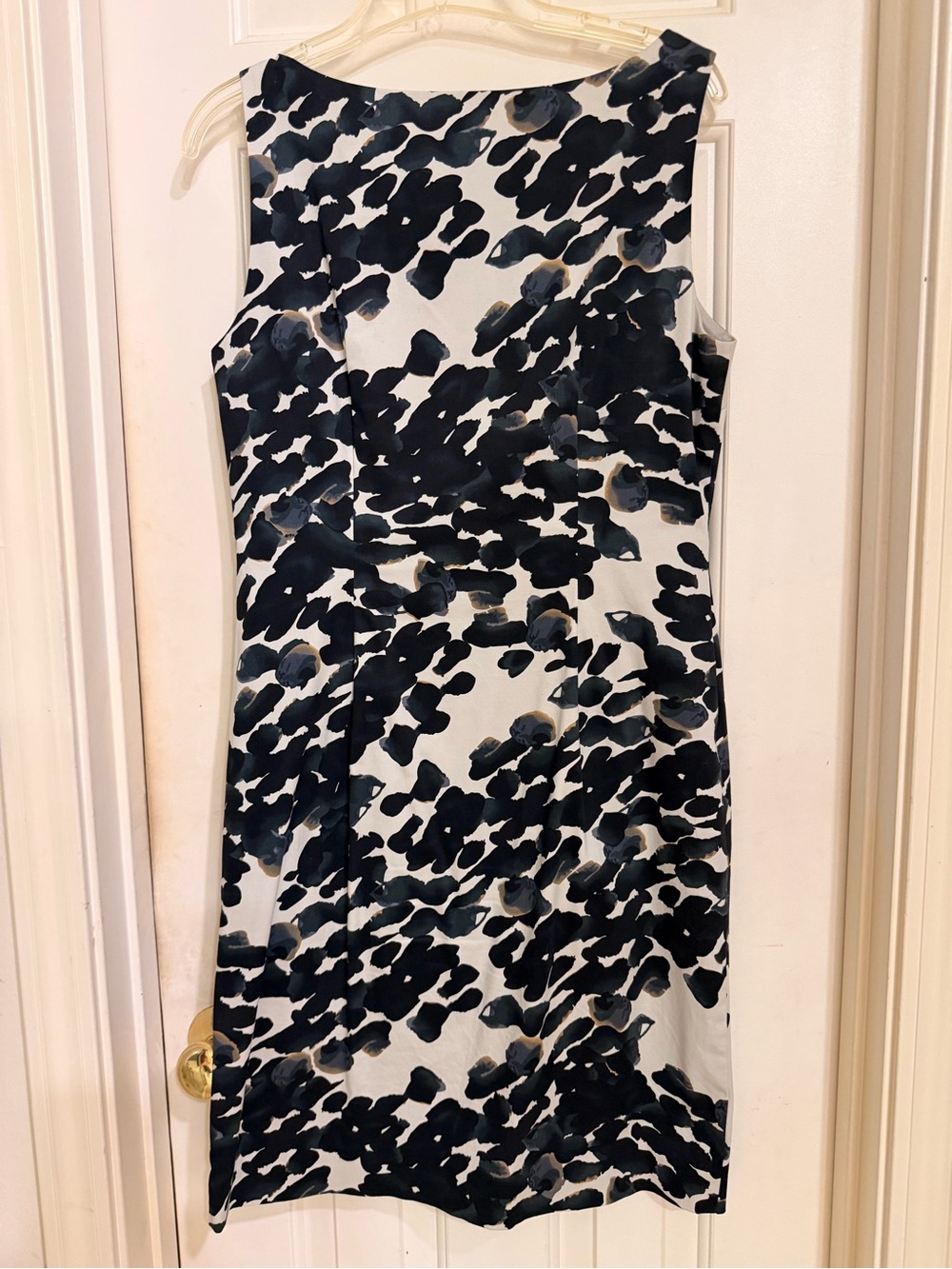Ann Taylor Black & Cream Abstract Print Midi Sheath Dress, Side Zip, Lined, Sz 6 - Picture 7 of 12